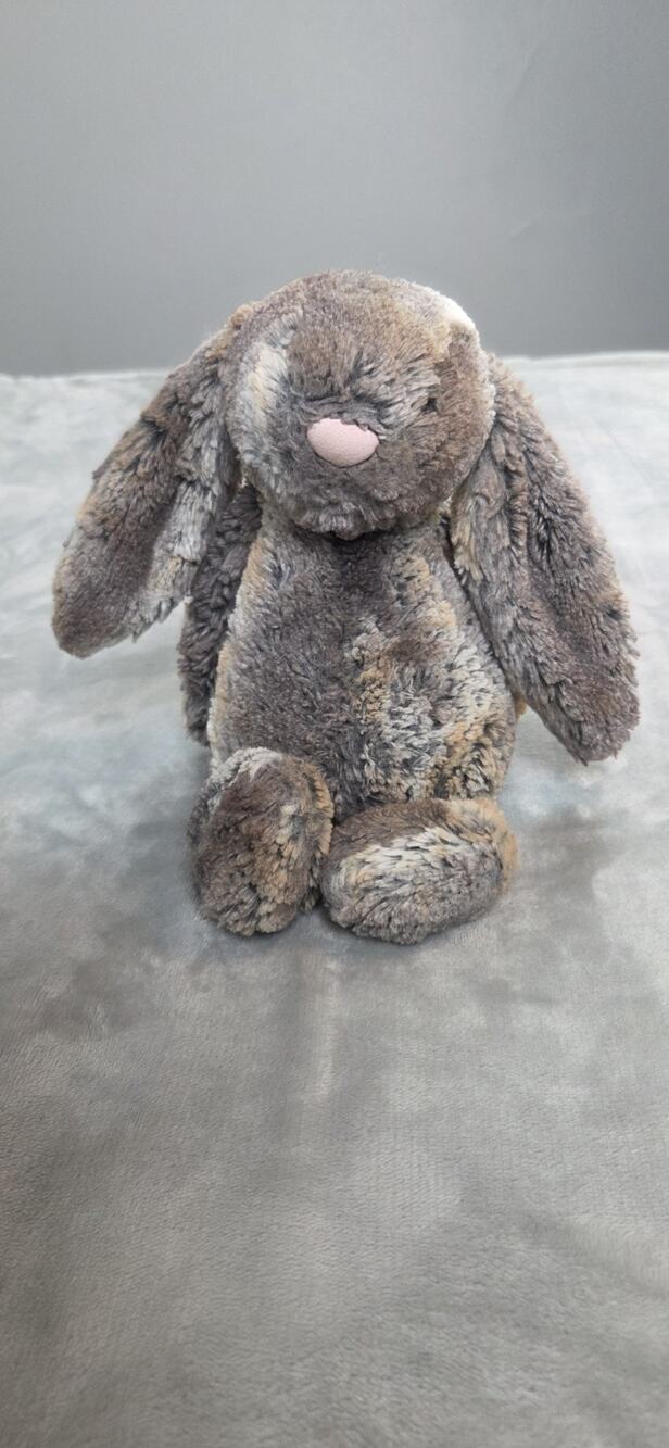 Jellycat Bashful Cottontail Woodland Bunny Medium Stuffed Animal Brown Gray 12"